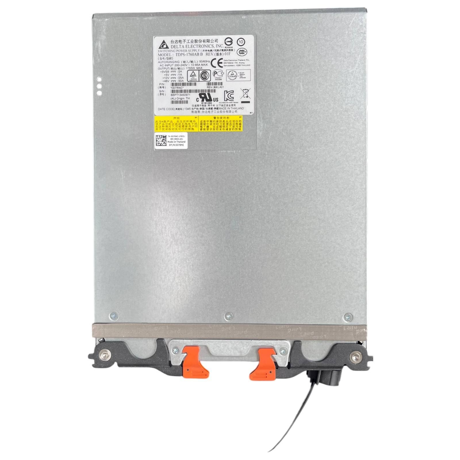 IBM Delta TDPS-1760AB B Power Supply 1755W P/N 0D7RNC 00W1526 MD3260 MD3660