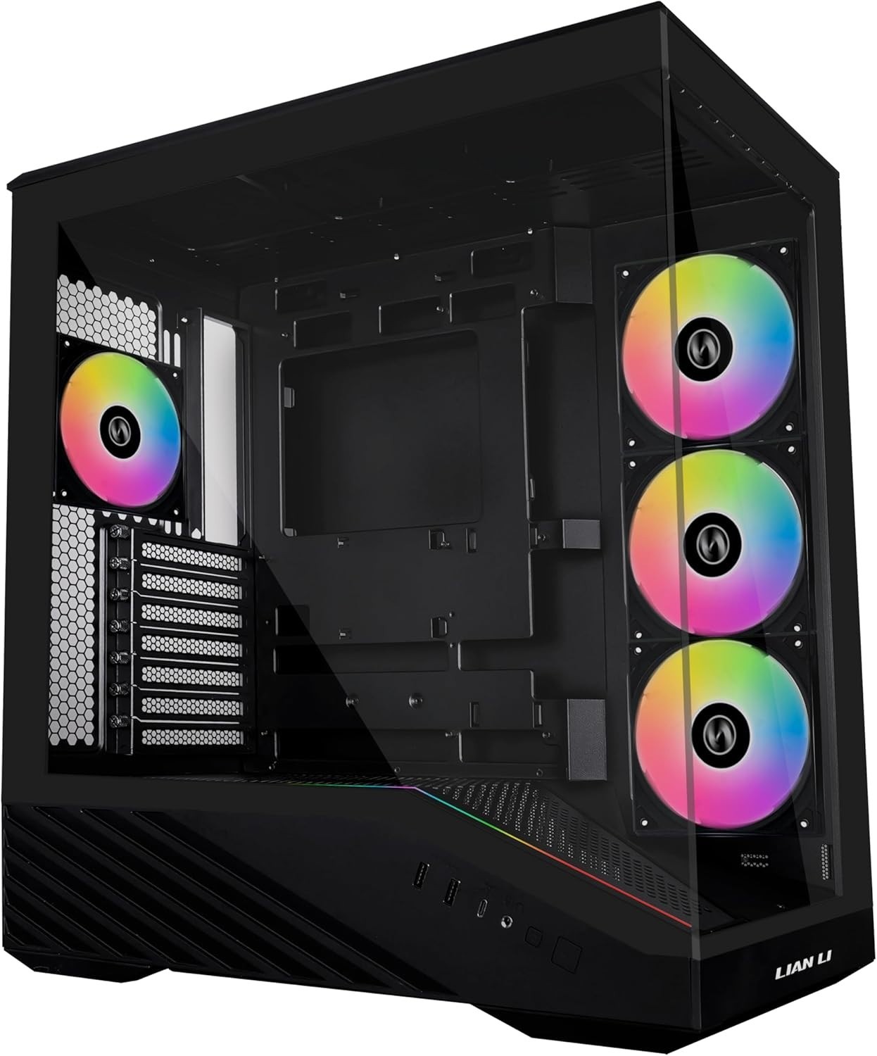Elegant V100 Mid-Tower PC Case - 4 PWM-Controlled ARGB Fans, Tool-less Access