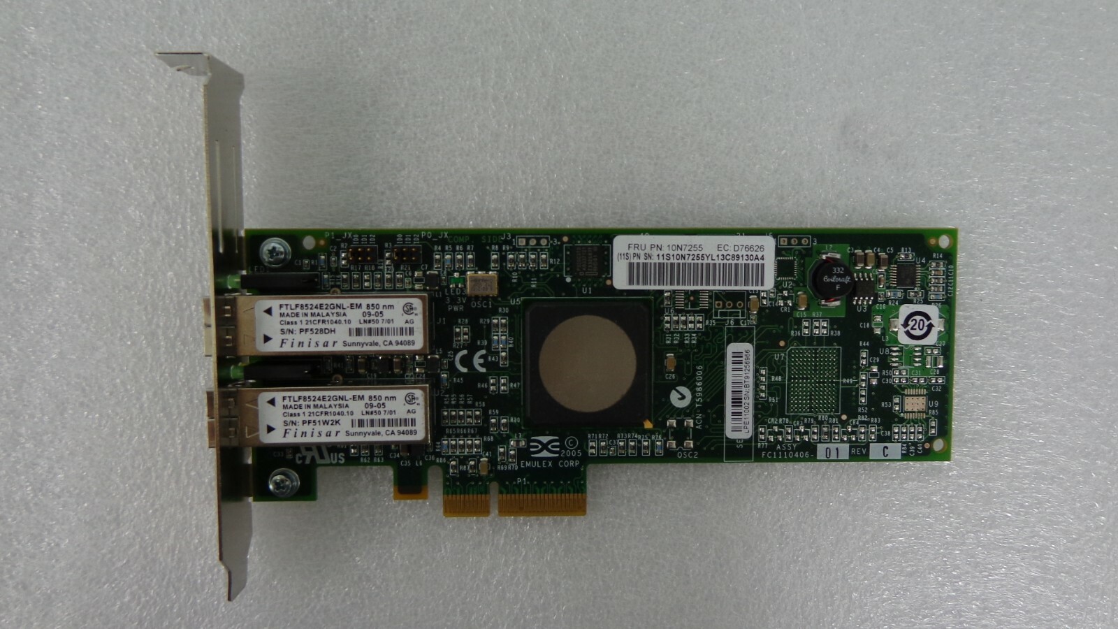IBM 10N7255  FC 4GB 2-Port PCIe HBA Card FRU  Fiber Card