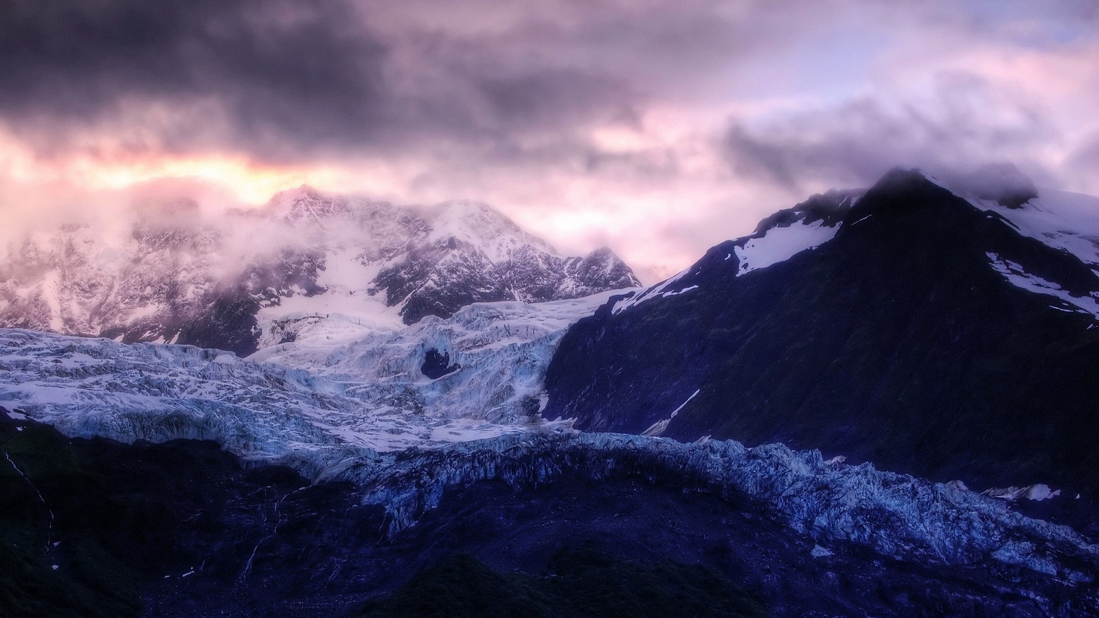 Landscape mountains clouds snow nature glacier sky Custom Gaming Mat Desk
