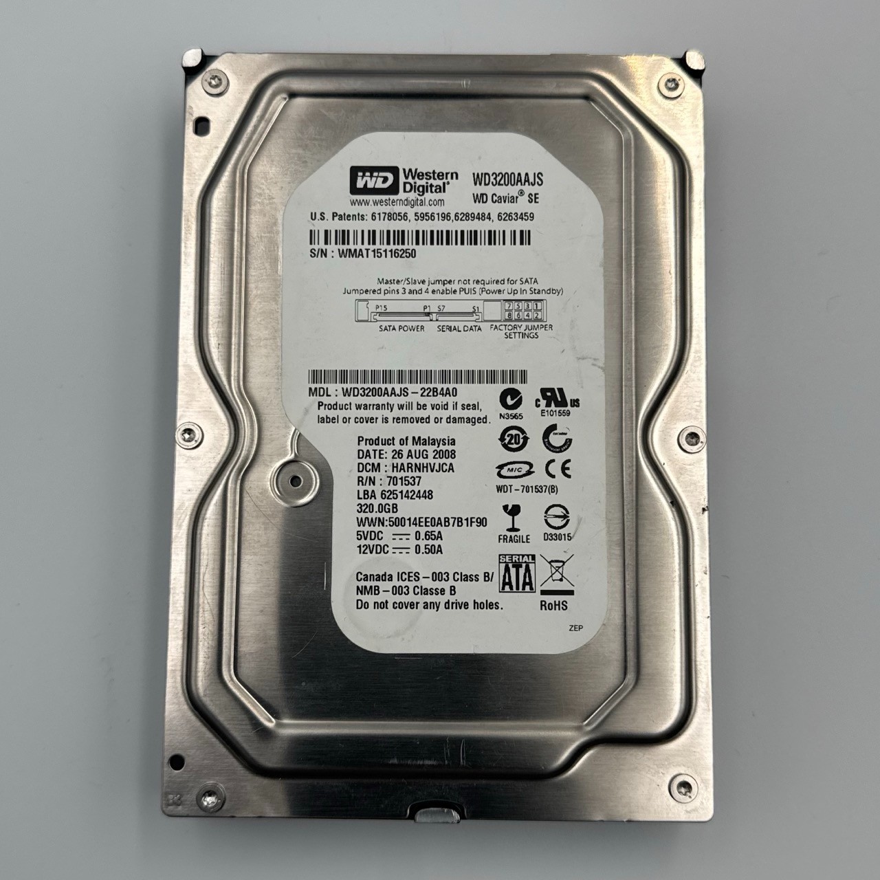 Western Digital WD3200AAJS 320GB SATA HDD PC Hard Drive Untested