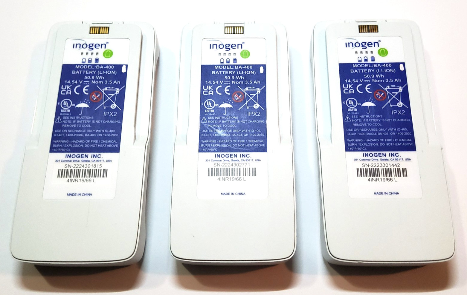 SET OF 3 BA‑400 50.9Wh Battery for Inogen G4 & OxyGo FIT POC 1400‑2010‑4