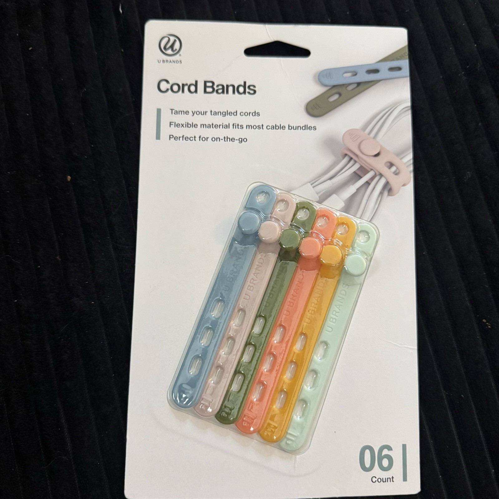 U Brands Silicone Cord Bands 6 Ct Flexible Material