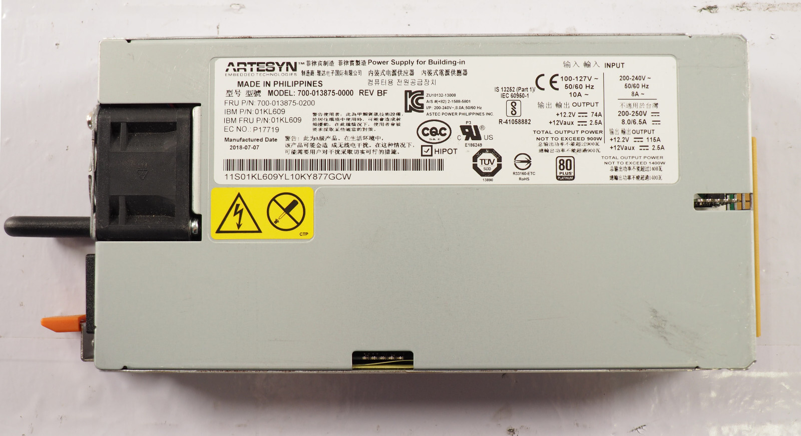 IBM / Artesyn 700-013875-0000 01KL609 1400W Power Supply