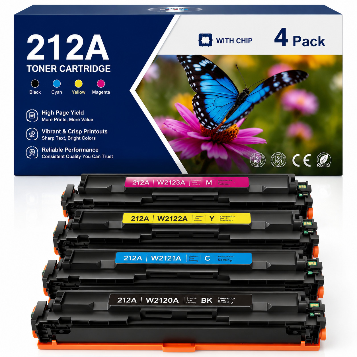 212A W2120A 4PK Toner Cartridge campatible for HP MFP M578c M554dn M555dn pinter
