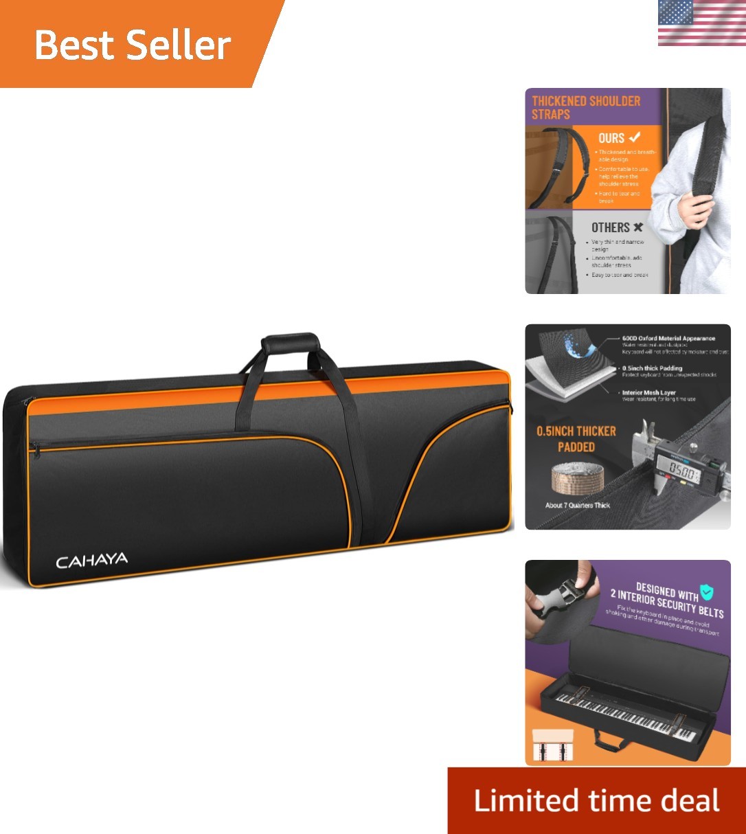 Travel-Friendly 88-Key Piano Gig Bag: Water-Resistant & Adjustable Carry Options