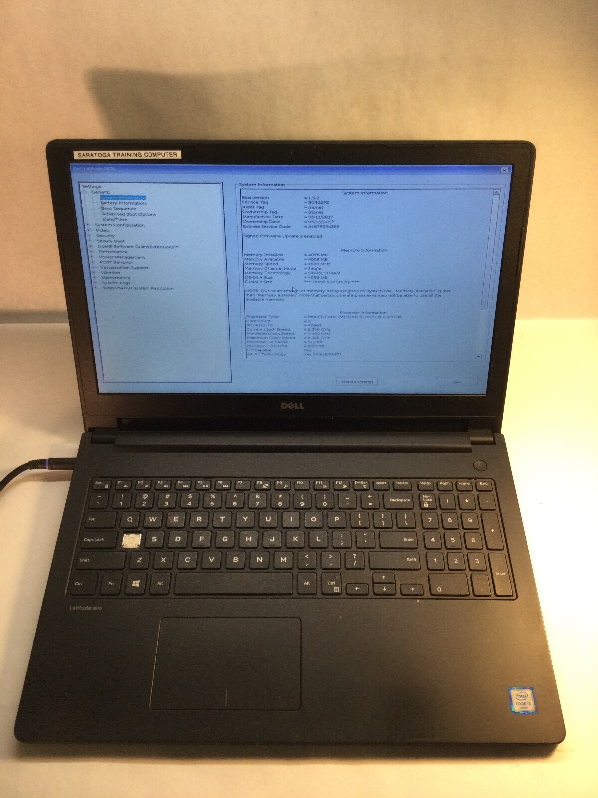 Dell Latitude 3570 15" Laptop Intel Core i3-6100U-BOOTS/MISSING PARTS- MZ