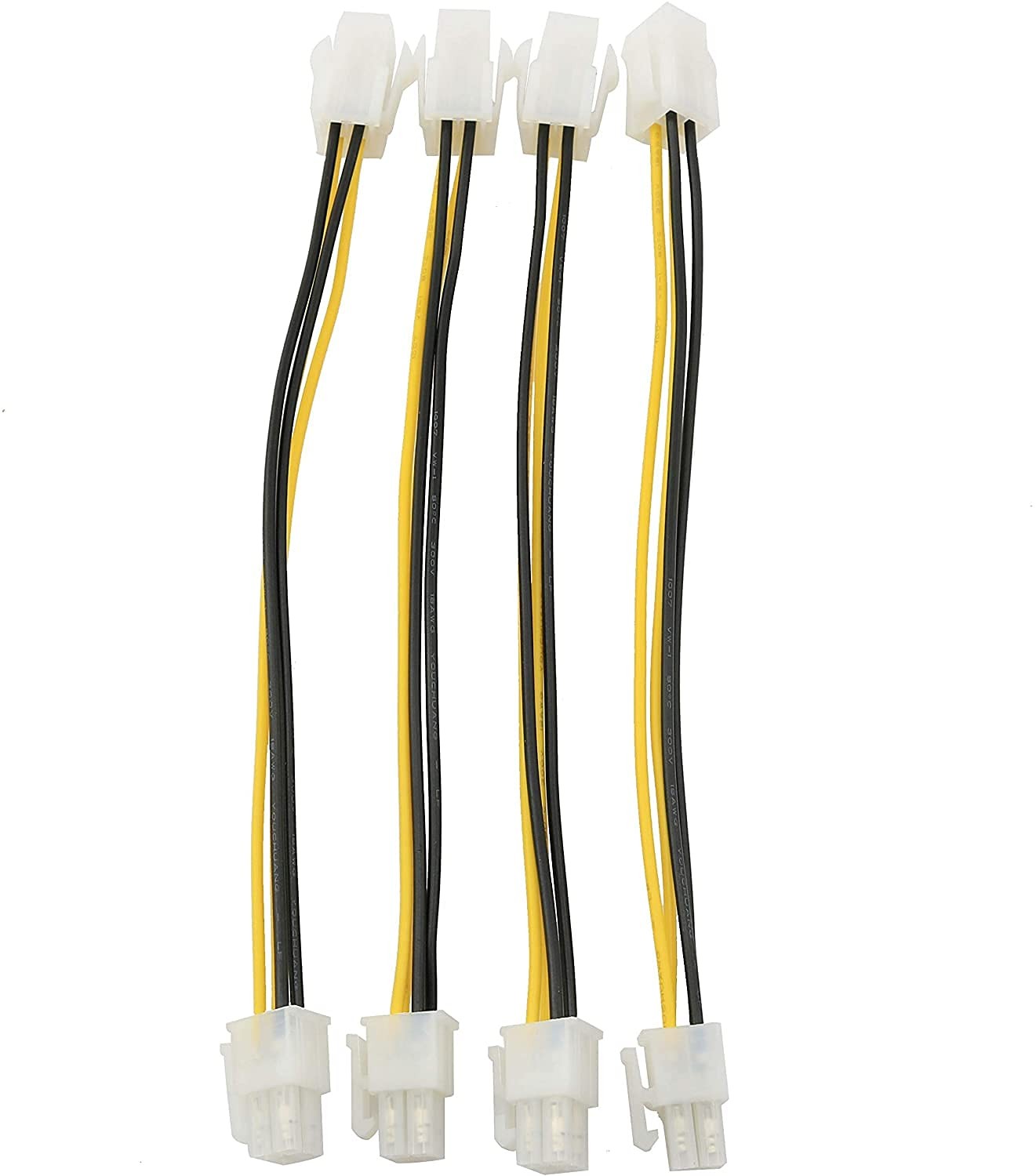 ATX 4-Pin Power Extension Cable 4-Pack, 8-Inch Male to Female Adapter