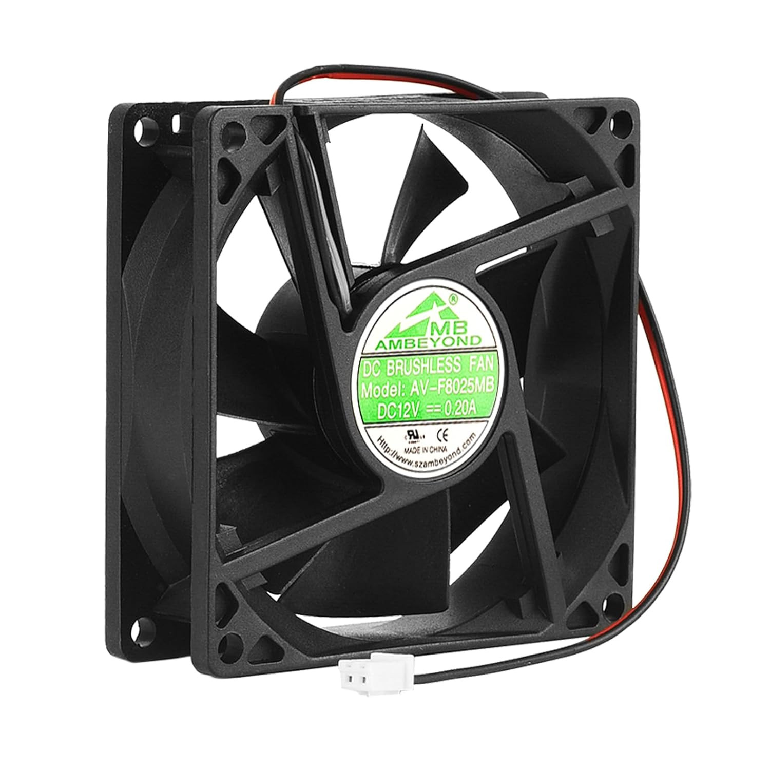 80Mm by 80Mm by 25Mm 8025 12V DC 0.20A Dual Ball Bearing Brushless Cooling Fan