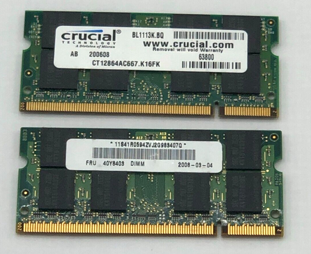 2 Lenovo Genuine Samsung 40Y8403 1GB 2Rx8 PC2-5300S-555-12-E3 Memory RAM