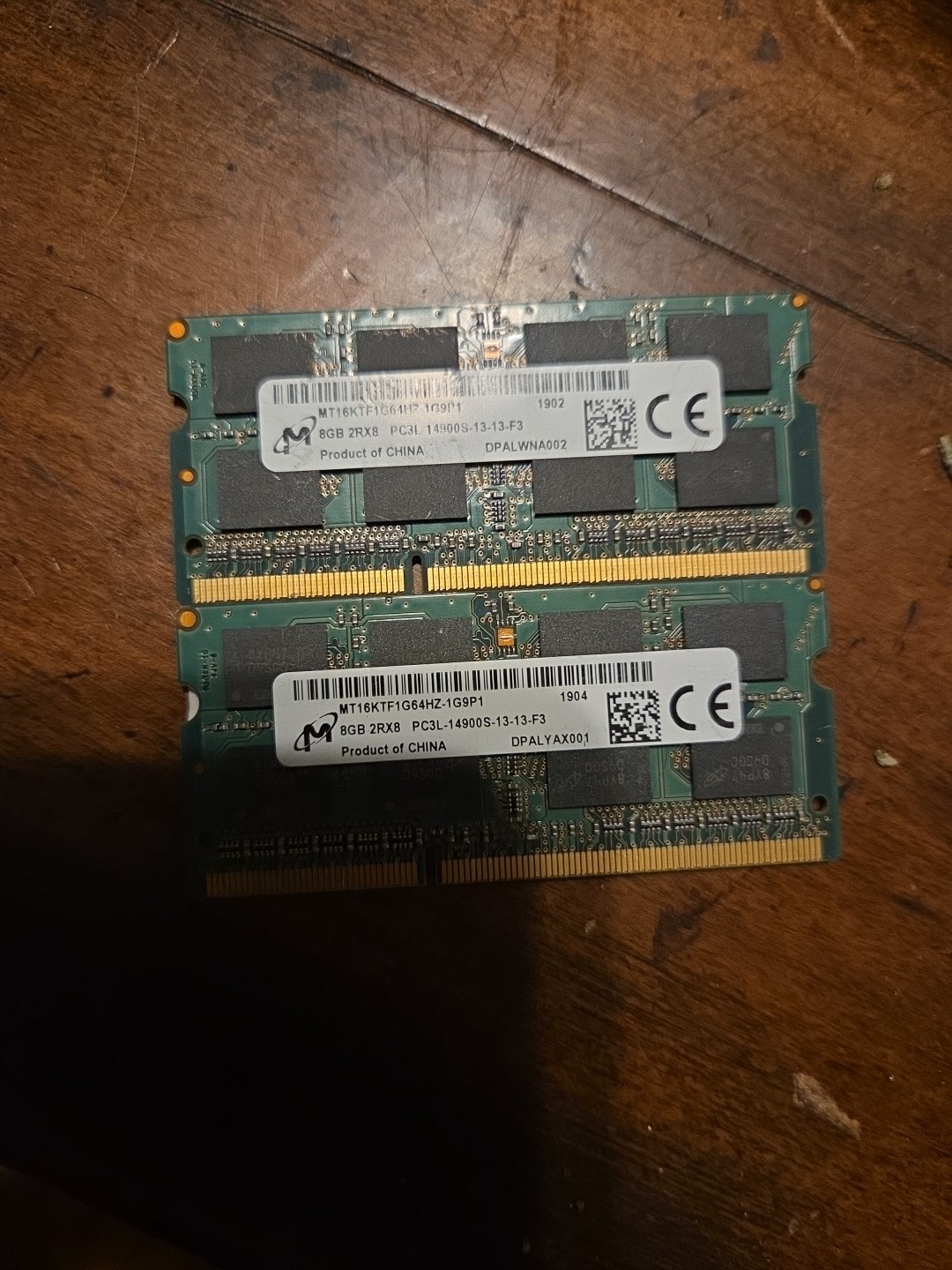 16GB (2 x 8GB) Micron MT16KTF1G64HZ-1G9P1 PC3L-14900S DDR3L Laptop RAM 