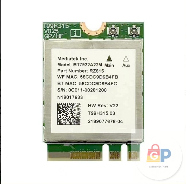 MEDIATEK MT7922A22M WIFI 6E M.2 2230 BLUETOOTH 5.2 CARD   MT7922