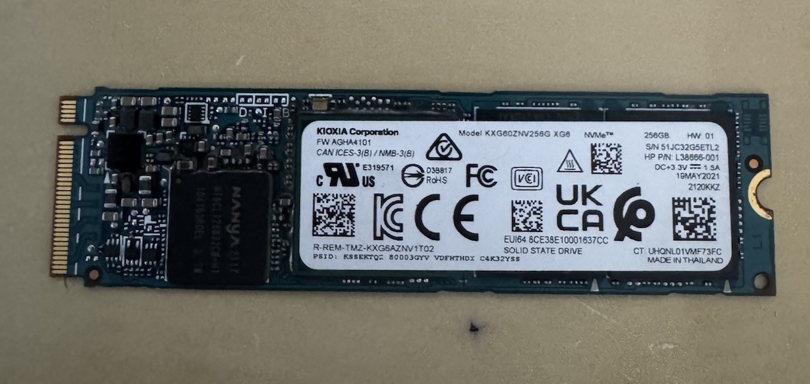 Kioxia 256GB XG6 M.2 2280 NVMe PCIe Gen3 x4 SSD