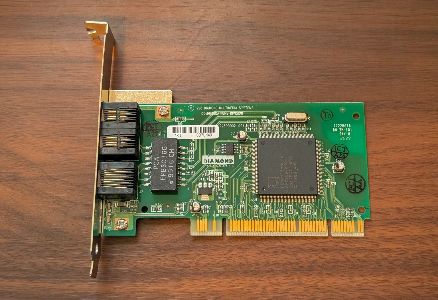 Diamond Multimedia PCnet-Home Dual Port NIC MODEM PCI Network Card PC Ethernet