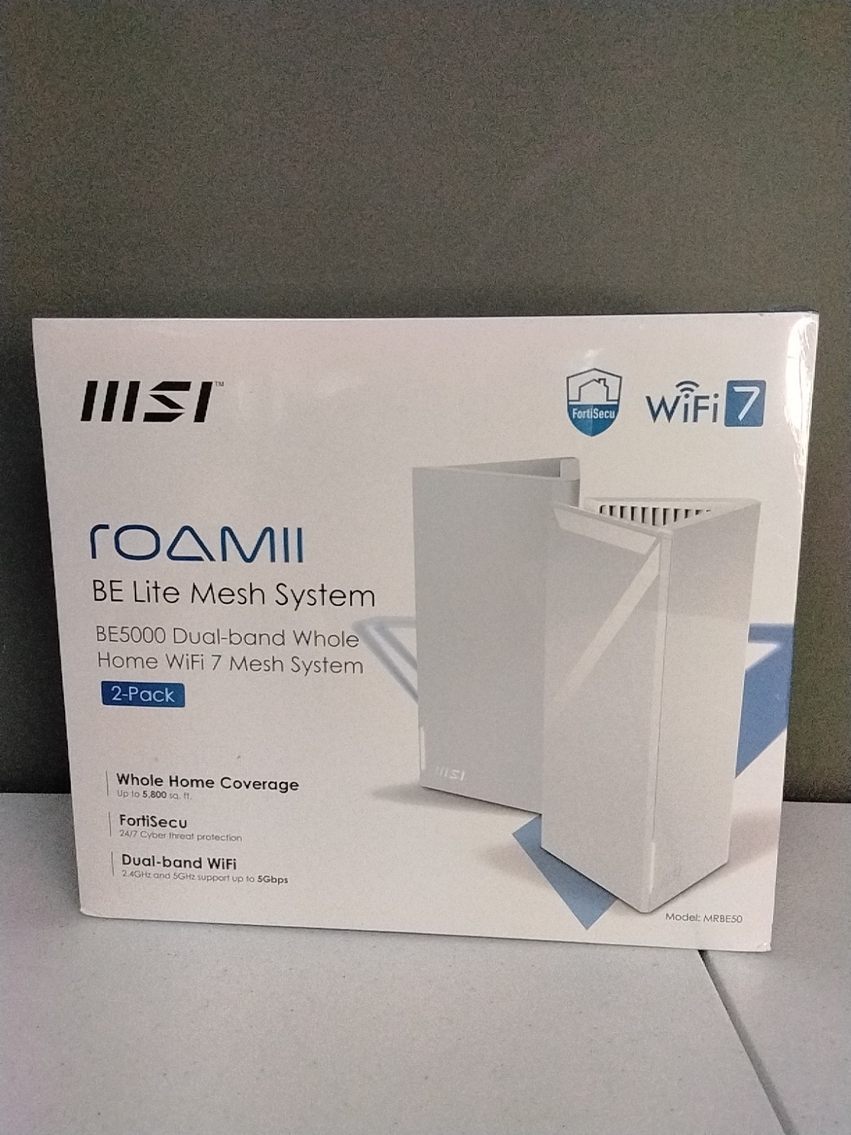 New&Sealed MSI Roamii BE Lite Mesh System - 2 Pack WiFi 7, BE 5000, 5,800 sq.ft
