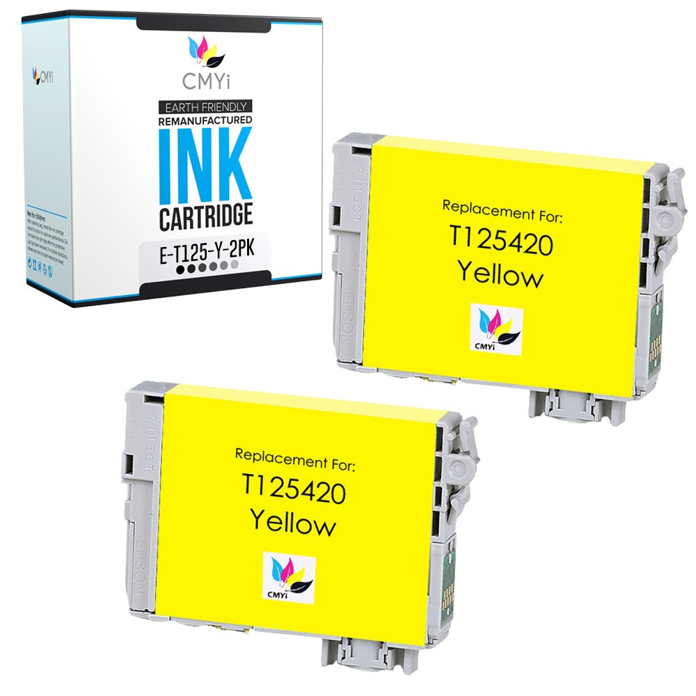 CMYi 2-Pack Compatible T125 Yellow Ink for Epson Stylus NX125 WorkForce 323