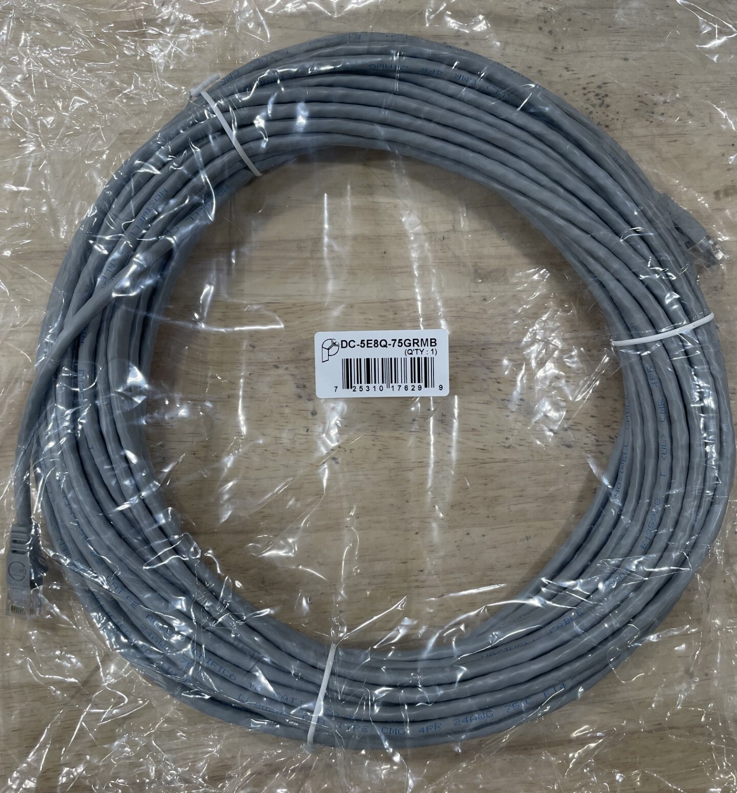Pan Pacific DC-5E8Q-75GRMB Cat5e Quality Snag-less Boot Patch Cord, 75 ft. Gray