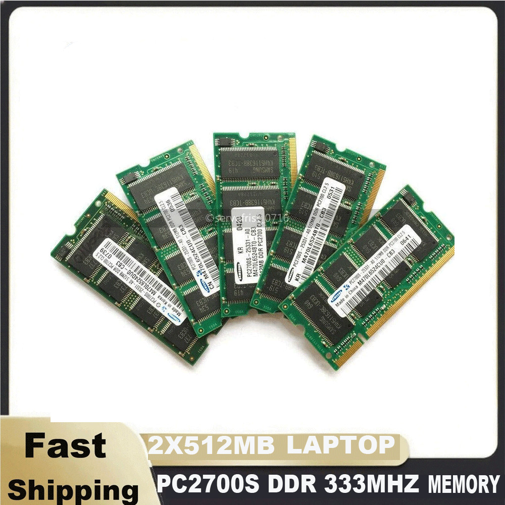 2pcs 512MB 2X512MB PC2700S DDR 333MHZ LAPTOP MEMORY Fit for pc2100 266mhz
