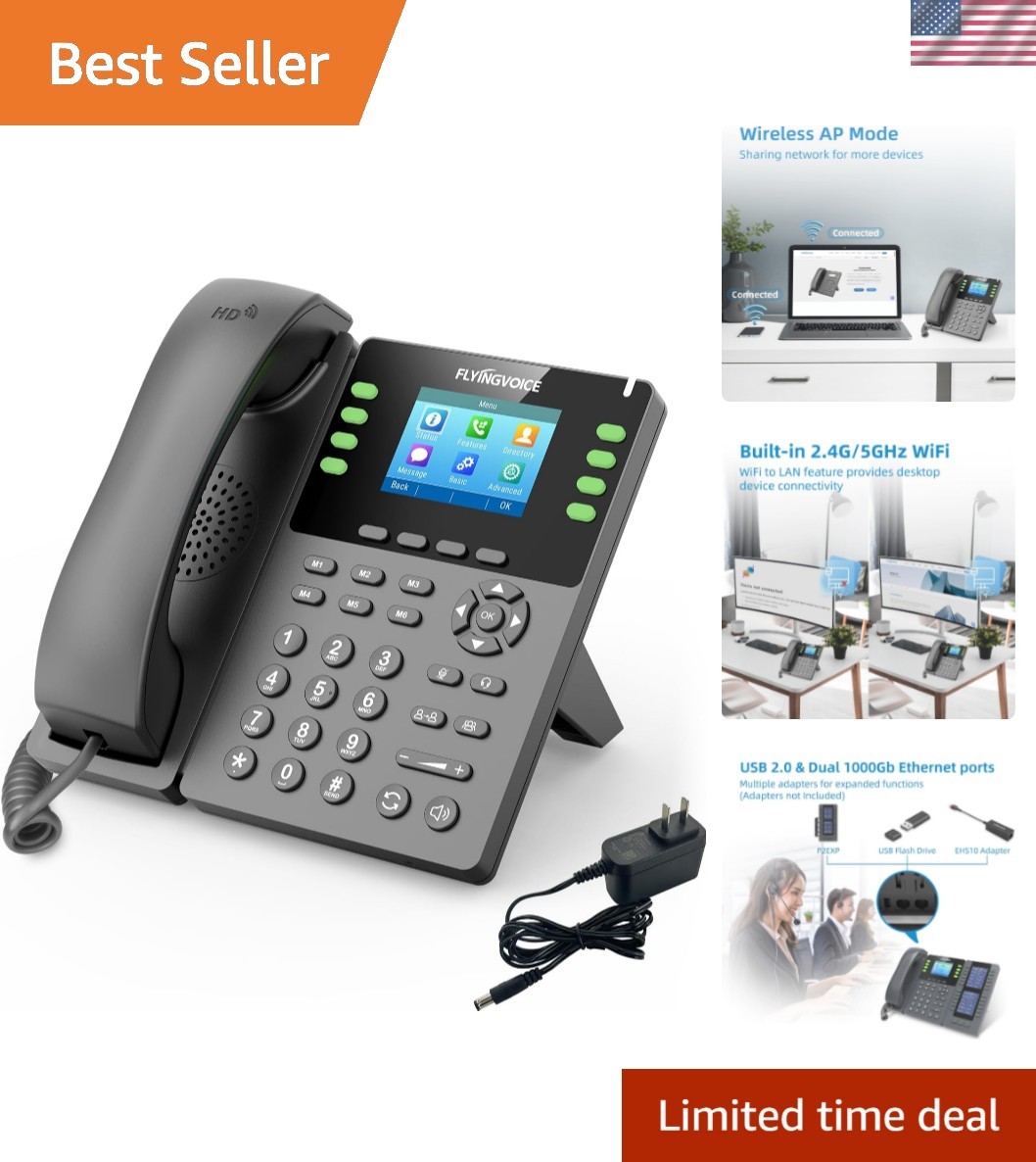 P23GW Digital  Phone: Dual-Band WiFi, 6-Way Conferencing, USB Connectivity