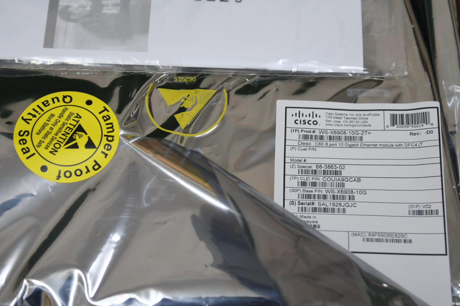 "Brand New" Cisco WS-X6908-10G-2T 8 Port 10Gb Chassis Module w/ DFC4 - 1YrWty 