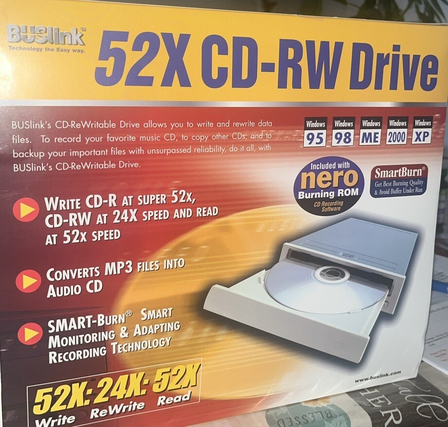 Vintage BUSlink E-IDE CD/RW Drive Internal Desktop Computer CDRW Recorder +Nero