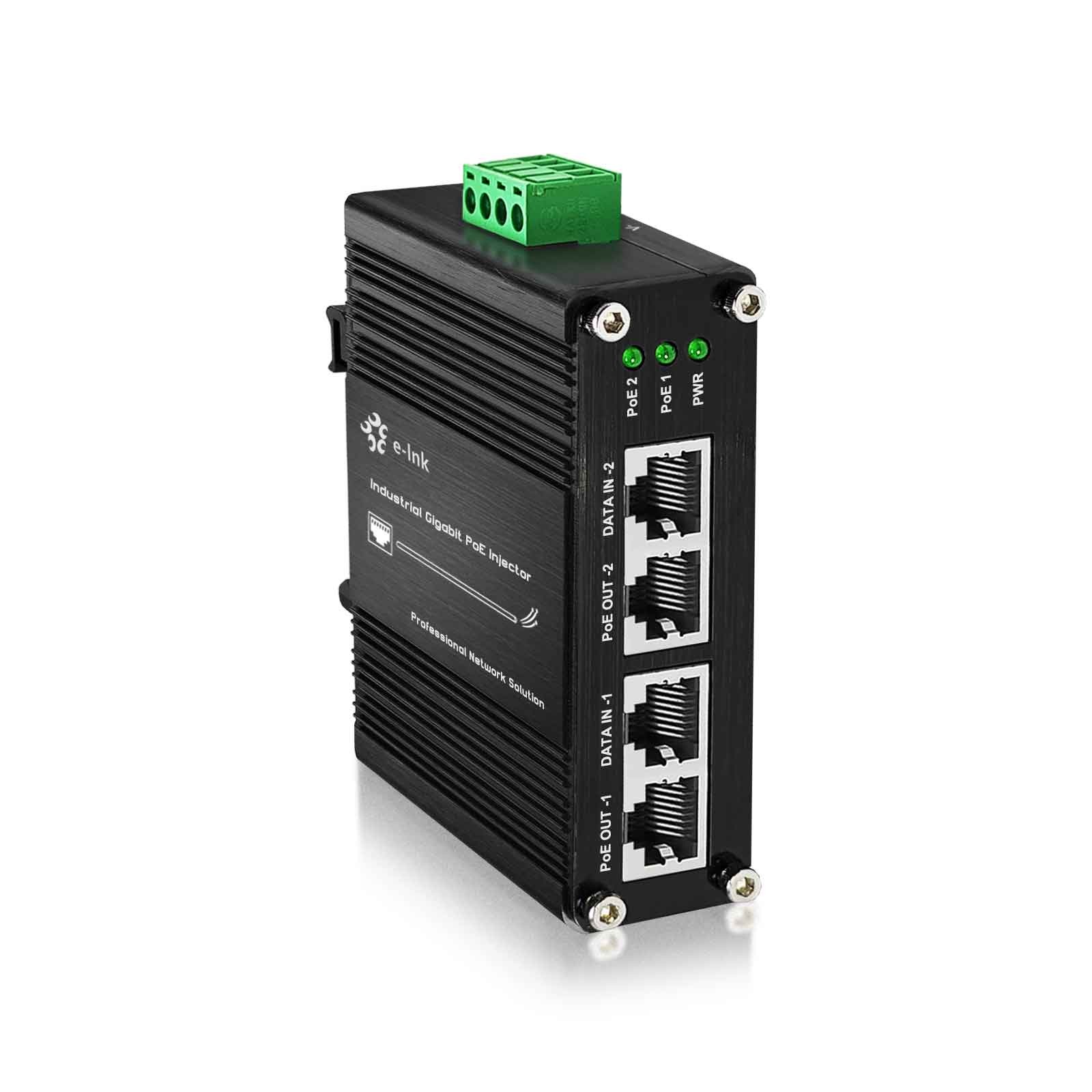 Industrial 2Port Gigabit 60W PoE Injector Harsh Environment Network Applications