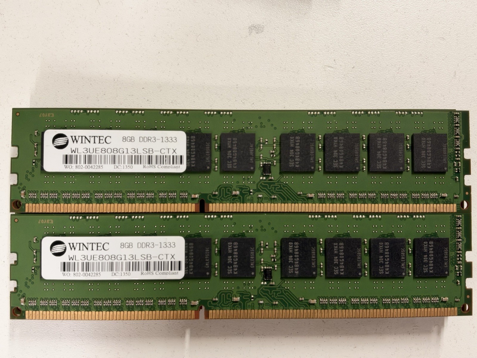 64GB (4x8GB) WINTEC WL3UE808G13LSB-CTX 8GB DDR3-1333 RAM LOT OF 8 DIMM's