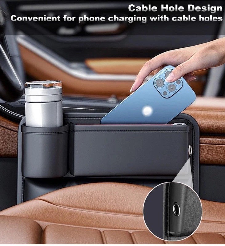 Car Seat Gap Filler - Universal Seat Gap Organizer / Storage Box & Cup Holder