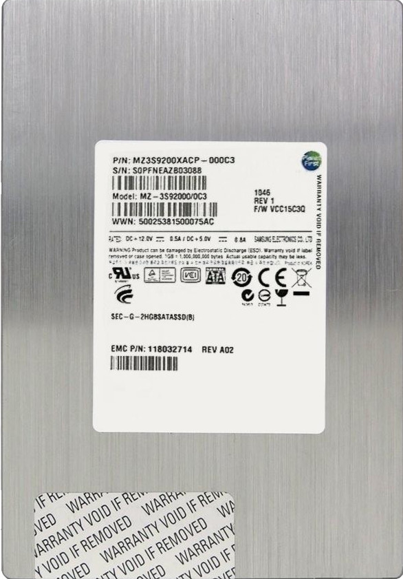 EMC 005049185 200GB Flash Drive  118032714 Rev A02 MZ3S9200XACP Samsung