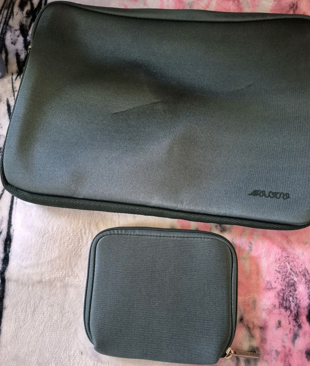 Mosiso Forest Green Laptop Sleeve Bag W/Small Storage Pouch For Mouse, Charger