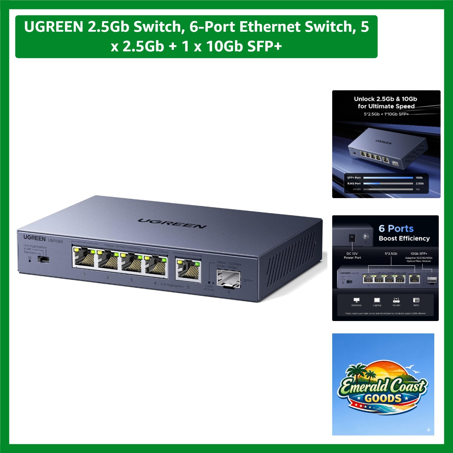 High-Performance 2.5Gb Switch - 6 Ports with Lightning Protection & Easy Setup