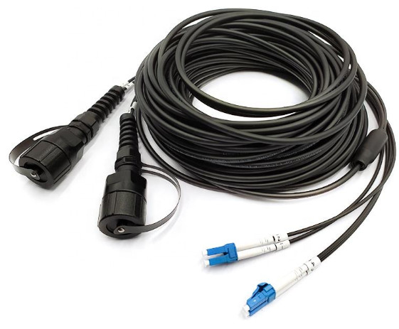 2 Strand 150M LC-LC SM Duplex Armored TPU Optical Patch Cord Waterproof Head -90