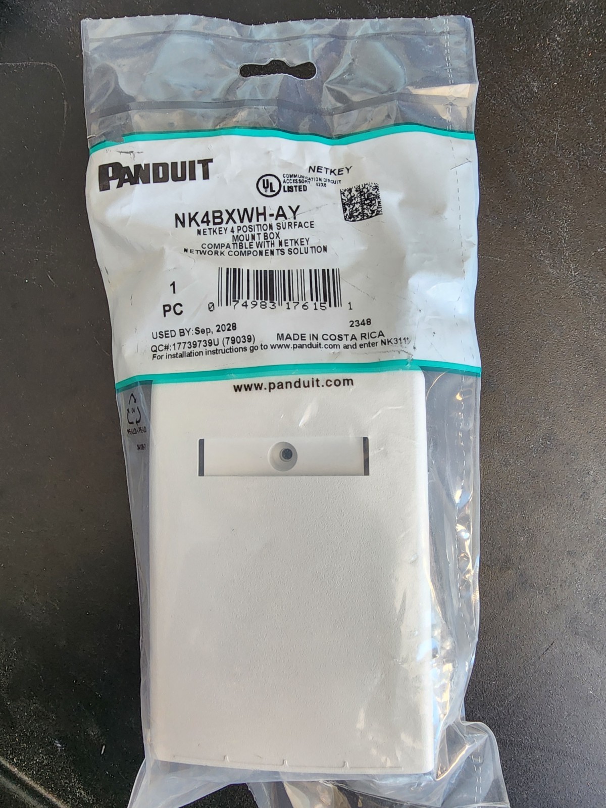 4- Pack Panduit Surface Mount Box 4 Port White P/N NK4BXWH-AY Lot Of 4