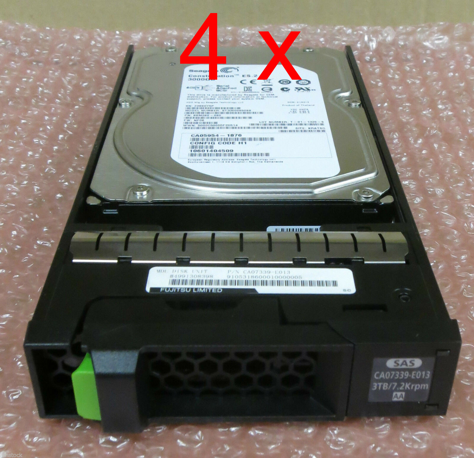 4x Fujitsu CA07339-E013 3.5" 3TB SAS 7.2K 6G Hard Drive Eternus DX60 DX80 DX90S2