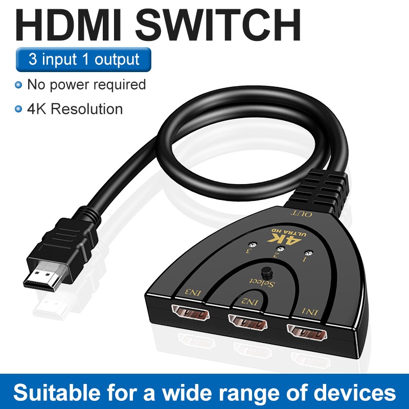 HDMI Splitter Cable 3 In 1 Out Male to Female 4K 8MP Adapter Converter