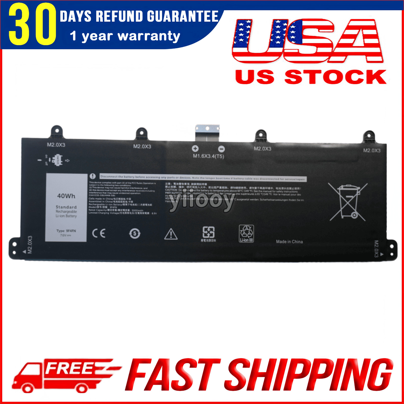 New OEM 9F4FN BATTERY FOR DELL INSPIRON 14 3420 LATITUDE 7320 2-IN-1 2VKW9 8PK6G