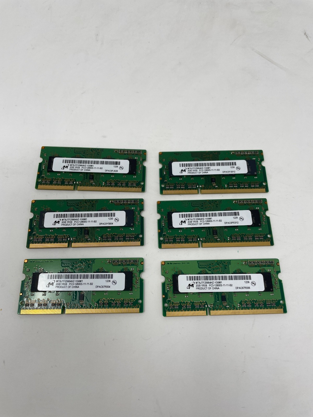 12GB RAM 6x2GB Micron DDR3 PC3-12800S Computer Memory Module MT8JTF25664HZ-1G6M1