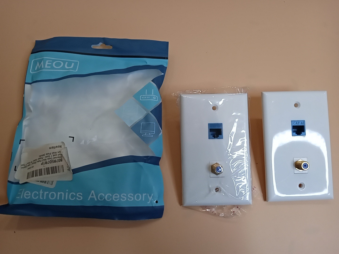 🤩 Ethernet Coax Wall Plate 2-Pack Cat-6 Ethernet Port & Gold-Plated Cable TV