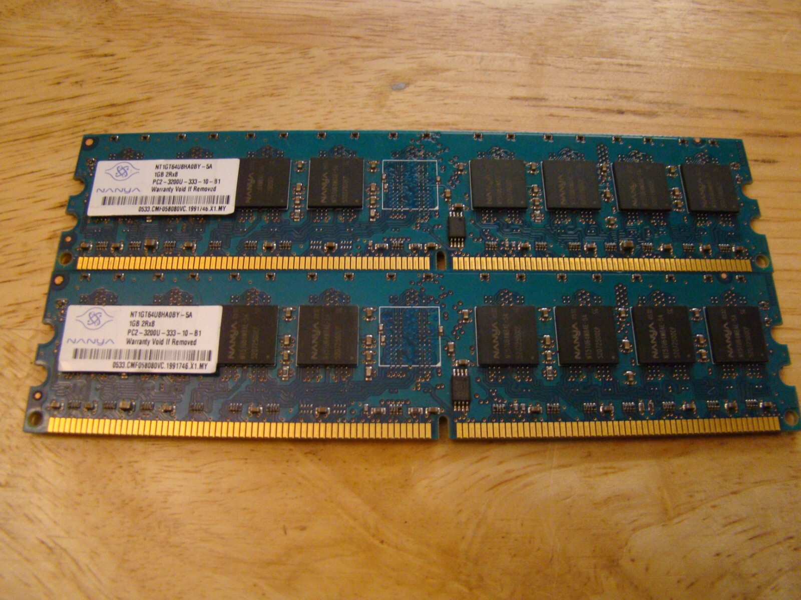NT1GT64U8HA0BY-5A Nanya 1GBx2 PC2-3200 DDR2-400MHz non-ECCUnbuffered CL3 240-Pin