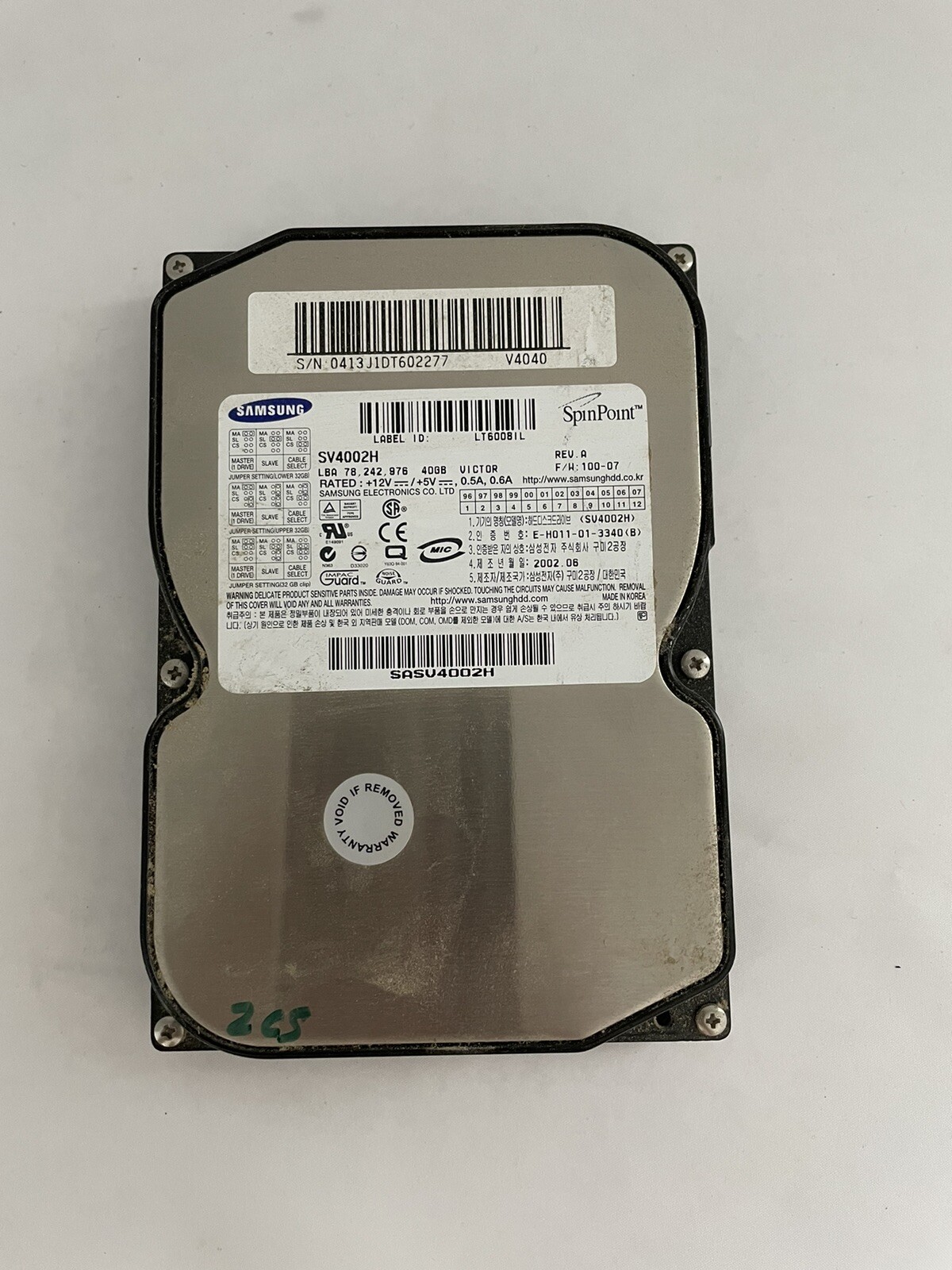 Samsung Spinpoint SV4002H Rev.a. 40gb