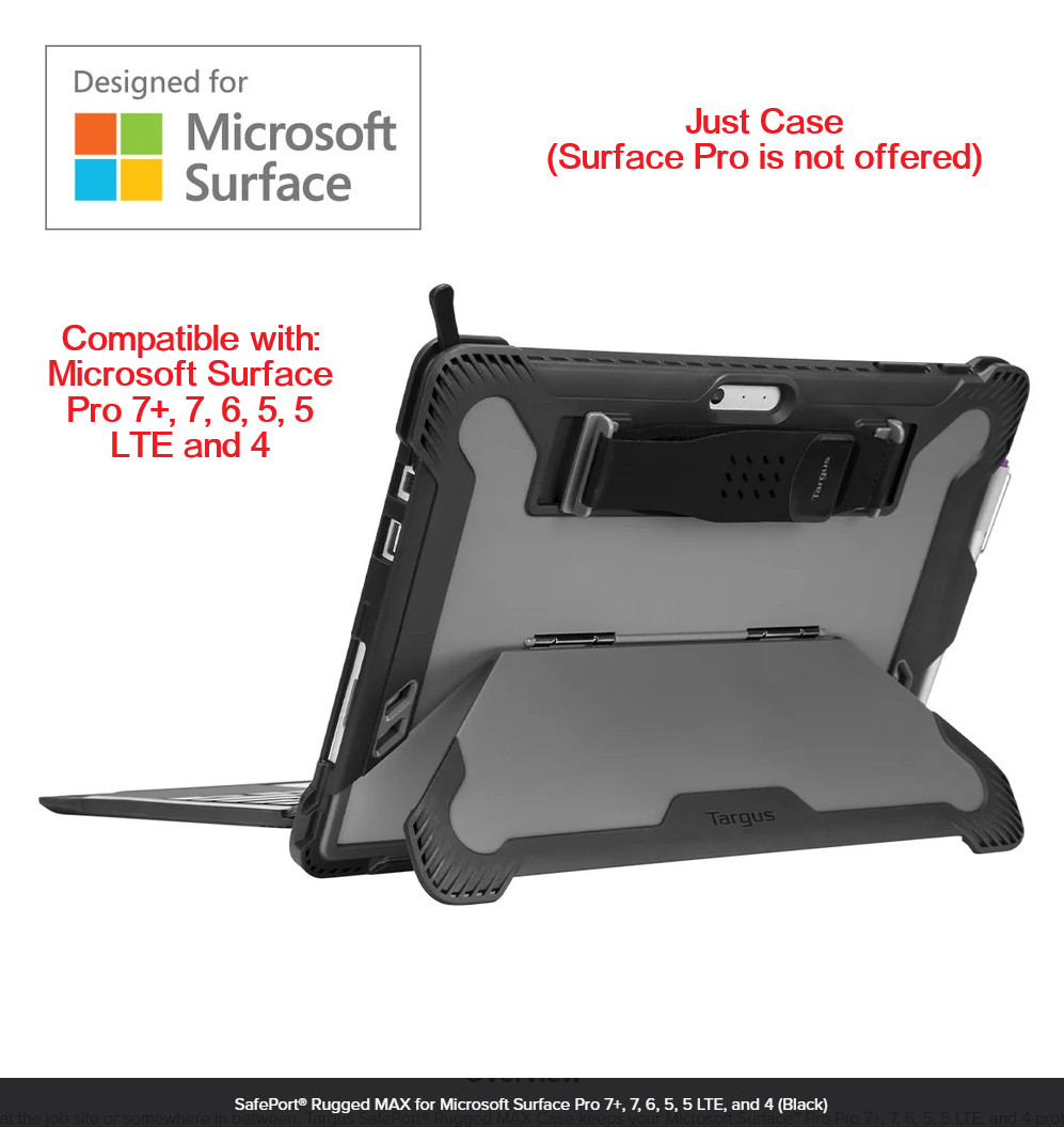 Targus SafePort Rugged MAX for Microsoft Surface Pro 7+, 7, 6, 5, 5 LTE, 4