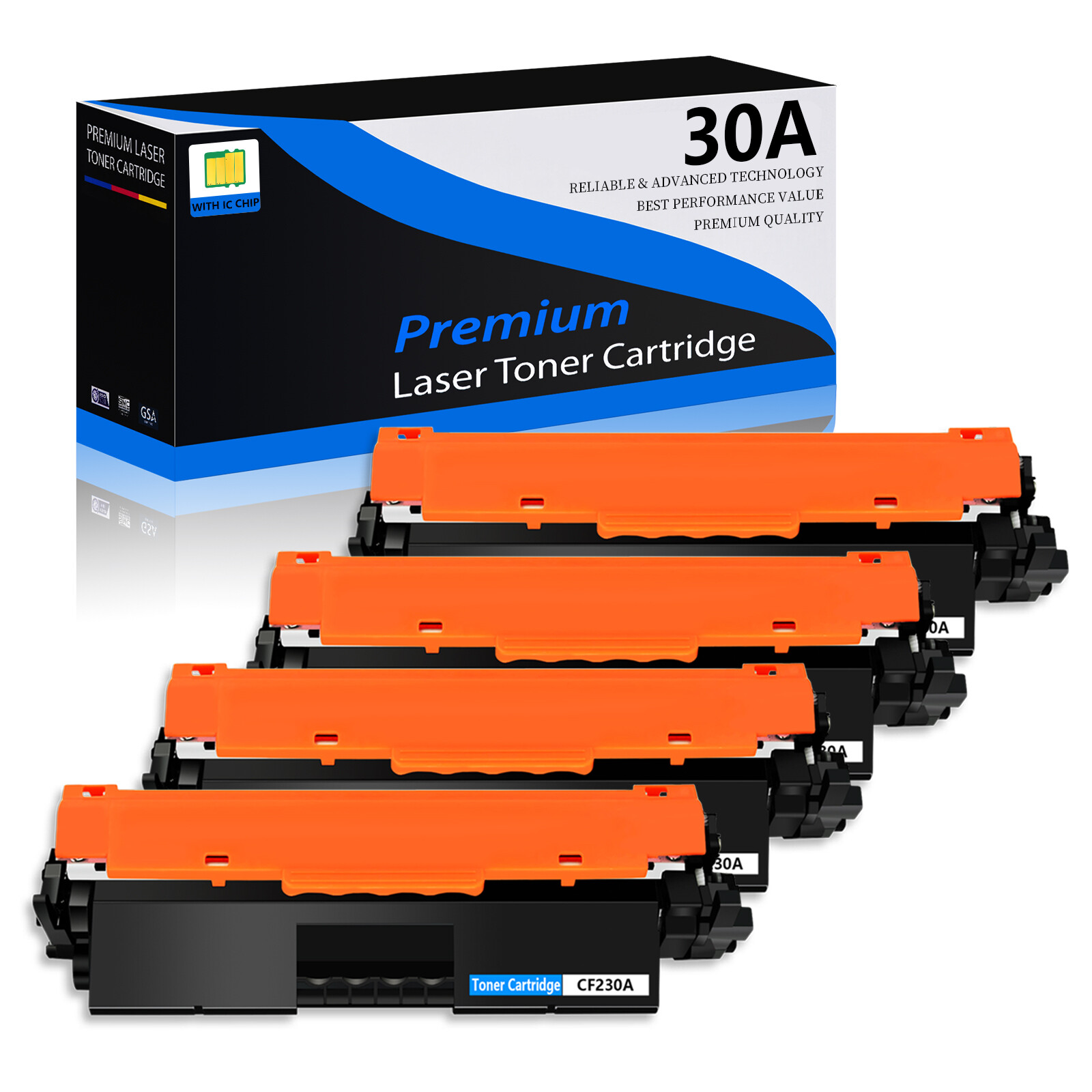 4PK CF230A BK Toner Cartridge for HP 30A LaserJet Pro M203d MFP M227fdw M227sdn