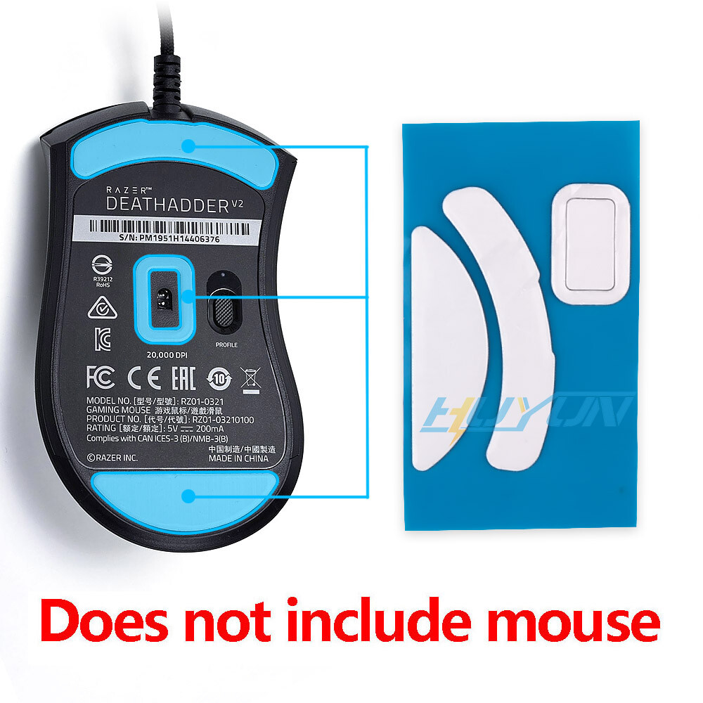  for Razer Deathadder V2 2 Sets White Rounded Curved Edges Mouse Feet Skates