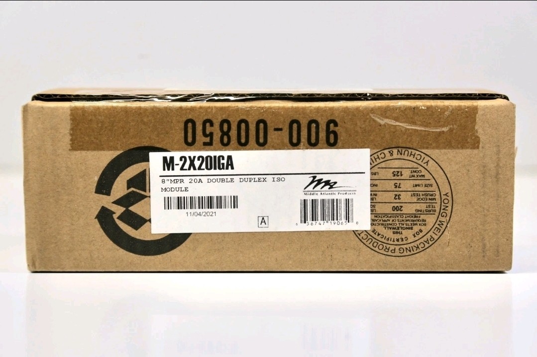 Middle Atlantic M-2X20A 8" MPR 20A Double Duplex ISO Module New In Box