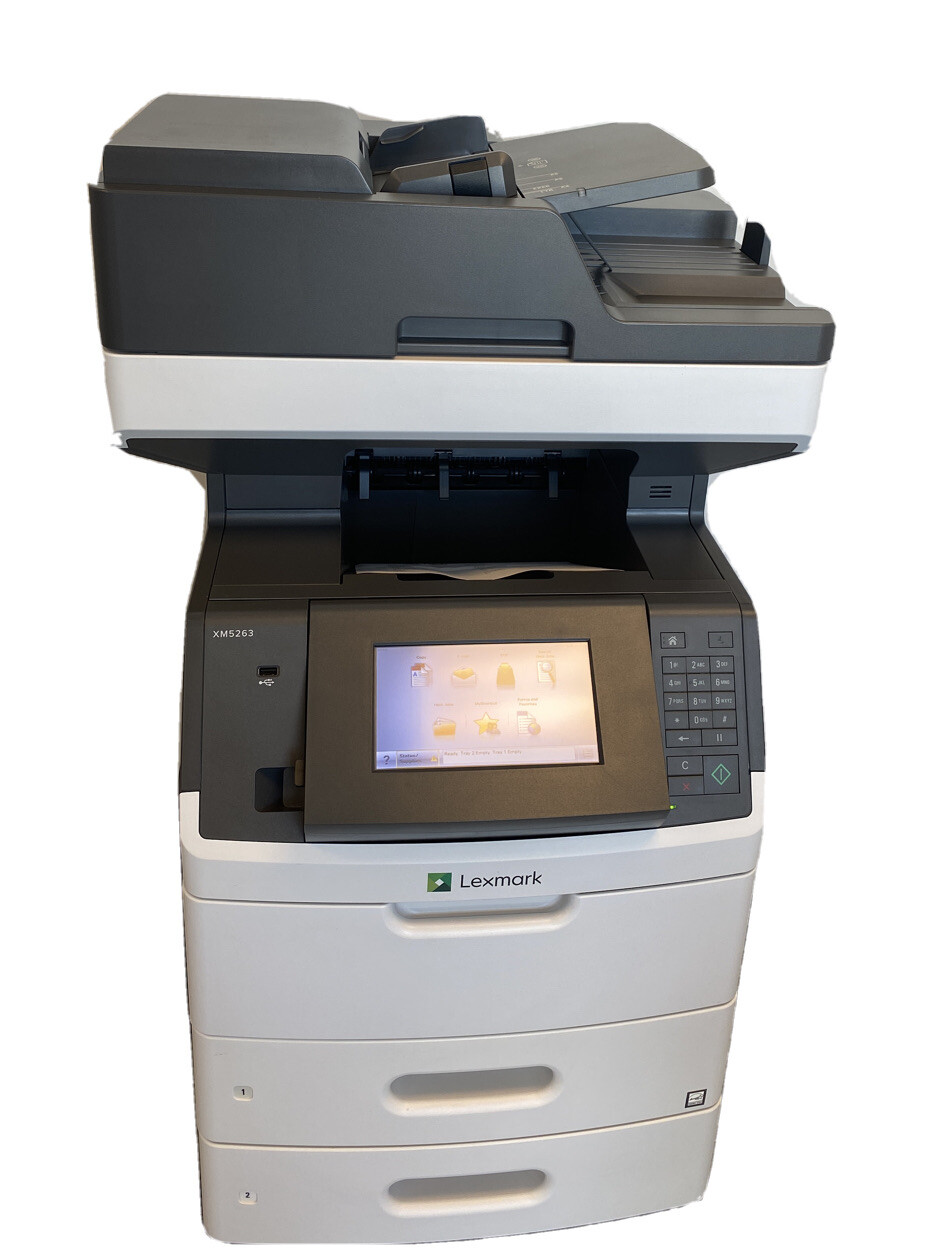 Lexmark XM5263 MFP  Laser printer 63PPM Copy Fax Scan email Dual tray w/Toner