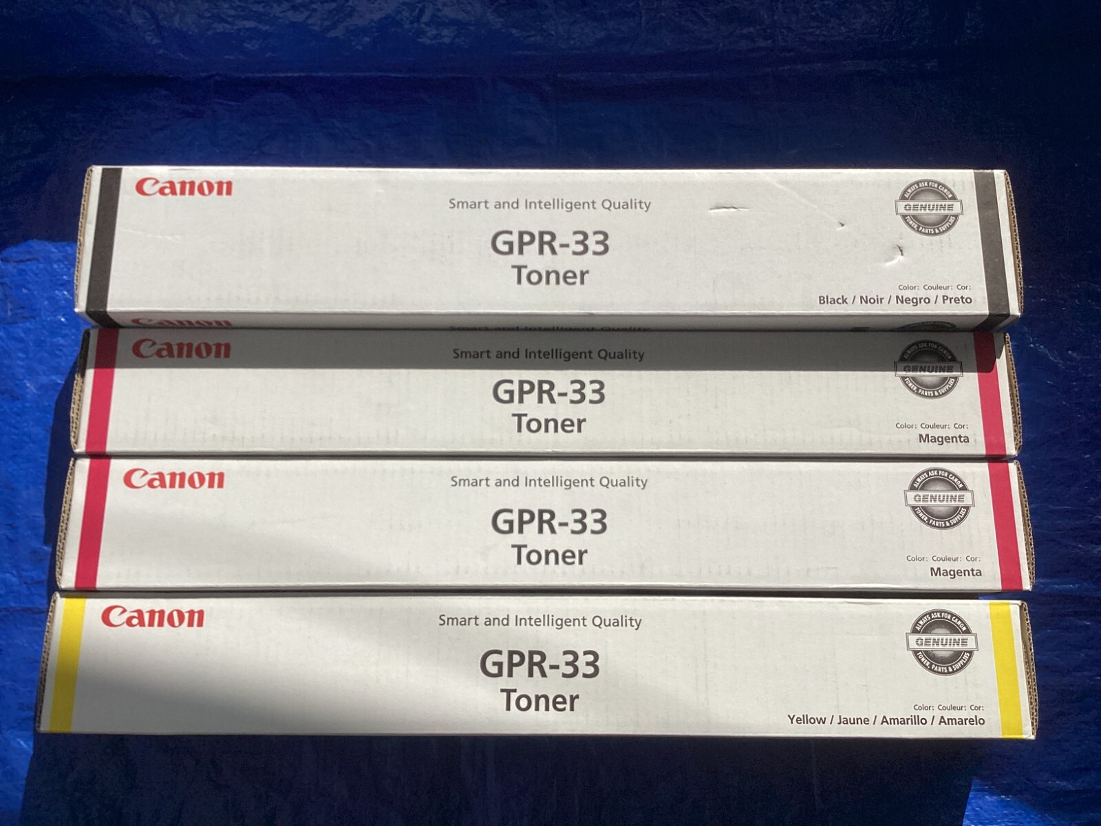 NEW Lot of 4, Genuine Canon GPR-33K/M(x2)/Yellow Toner Cartridge