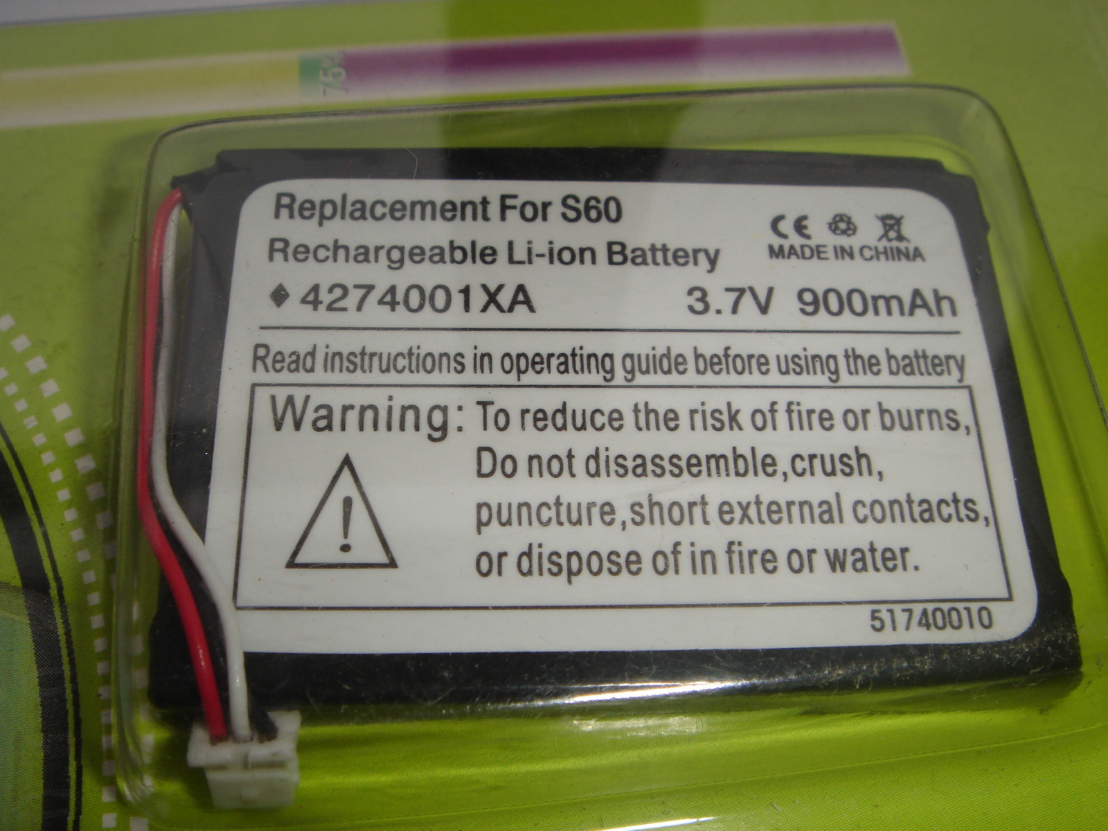 Battery For Acer S60 4274001XA 3.7V 900mAh Battery Accu New