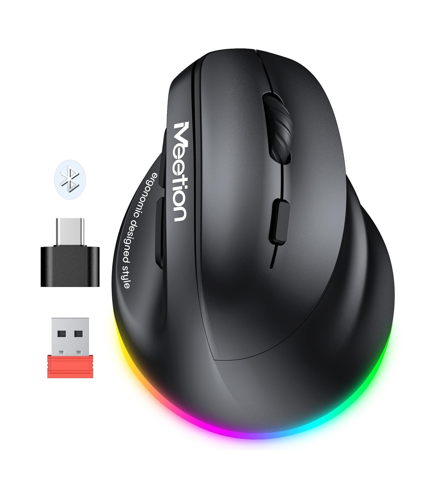 MEETION Ergonomic Mouse, Wireless Vertical Mouse RGB Backlit Rechargeable Mic...