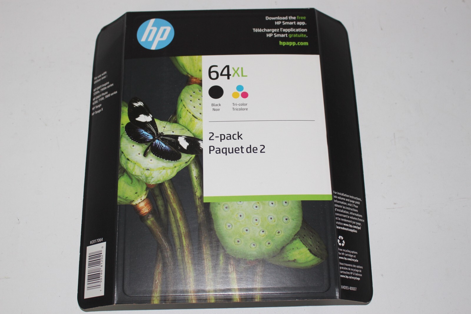 HP 64XL Black & Tricolor Combo Ink Cartridges X4D93BN Exp 3/2028+ Genuine OEM
