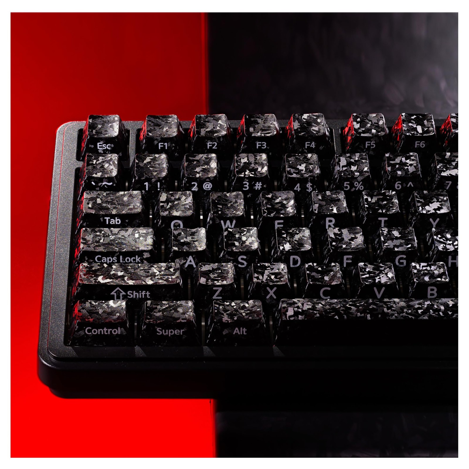 XVX Black Keycaps Forged CarbonLook Cherry Profile 119Key Keyboard Set MX